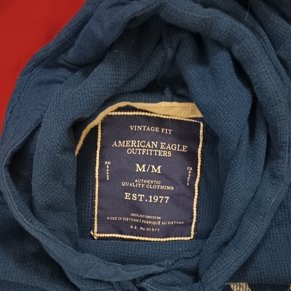 American Eagle Outfitters Authentic Quality Mens Blue Hoodie Sweater Size M - Picture 2 of 5